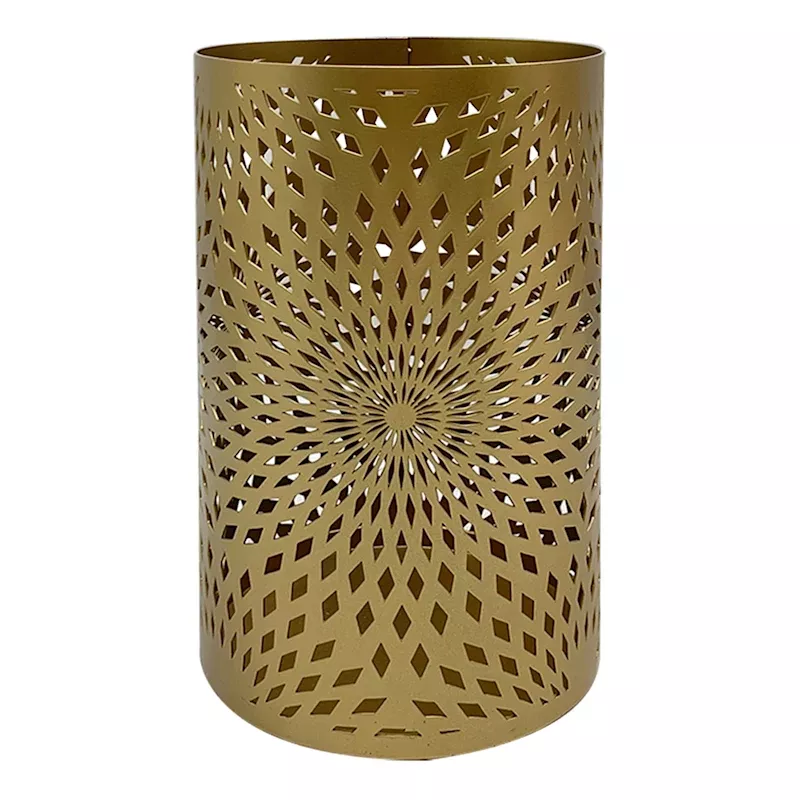 Gold Punched Metal Lantern, 8"