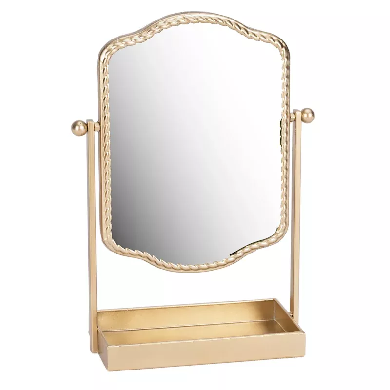 Gold Table Mirror Tray, 13"