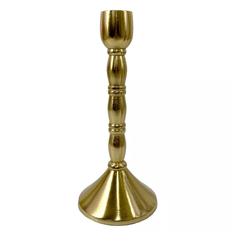 Gold Taper Candle Holder, 8"