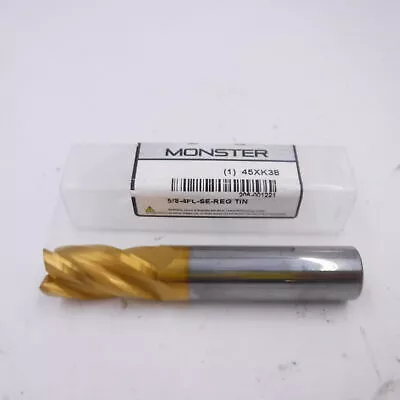 Grainger Monster Square End Mill, TiN Carbide, 5/8″Dia, 1-1/4″ L of Cut 45XK3