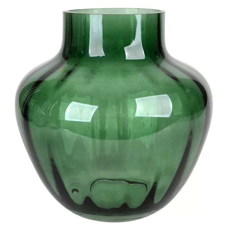 Green Glass Bouquet Vase, 6.5"