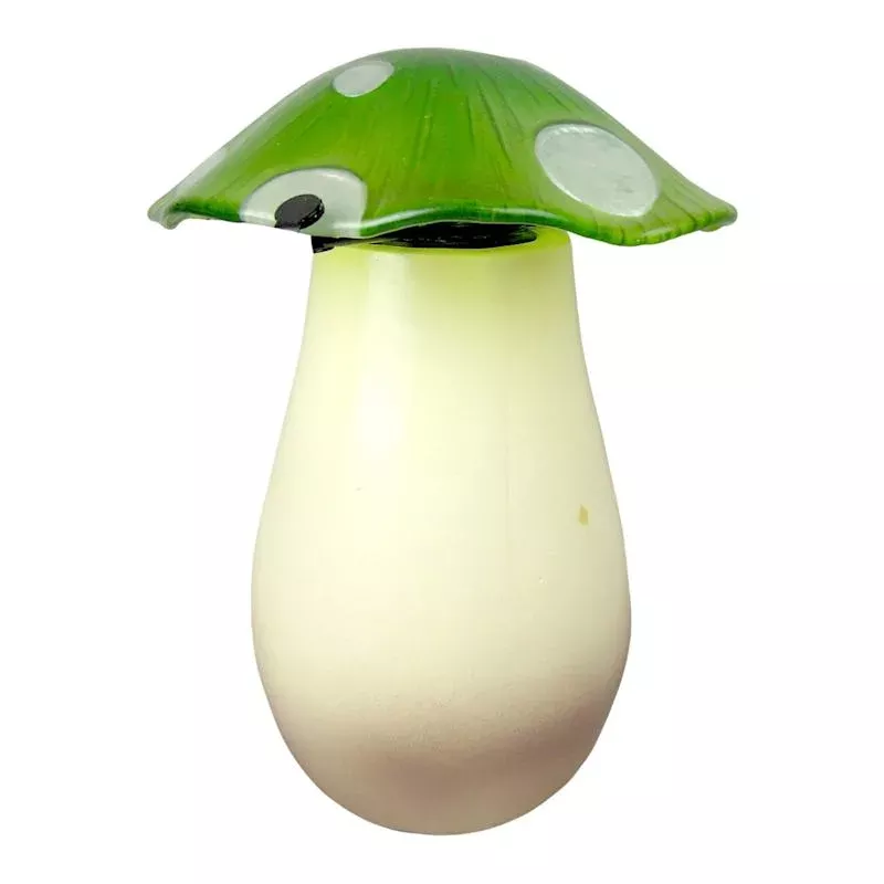 Green Outdoor Solar Glass Mushroom Lantern, 8.5"