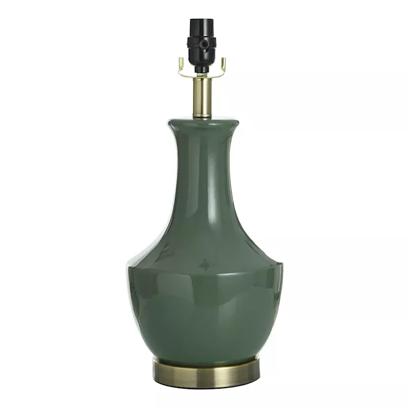 Green Urn Ceramic Table Lamp Base, 18"
