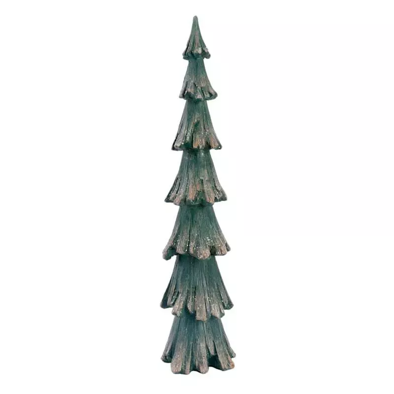 Green & White Glittered Tree, 15"