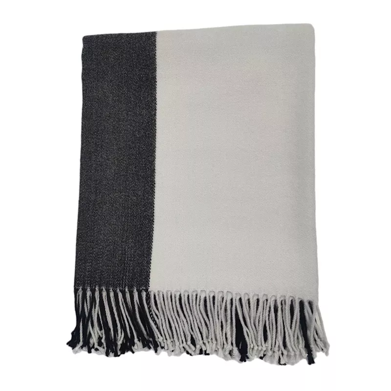 Grey & Black Color Block Throw Blanket, 50x60