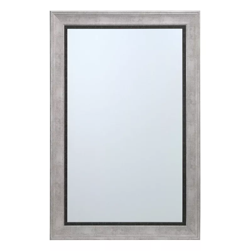 Grey & Black Framed Rectangle Wall Mirror, 24x36