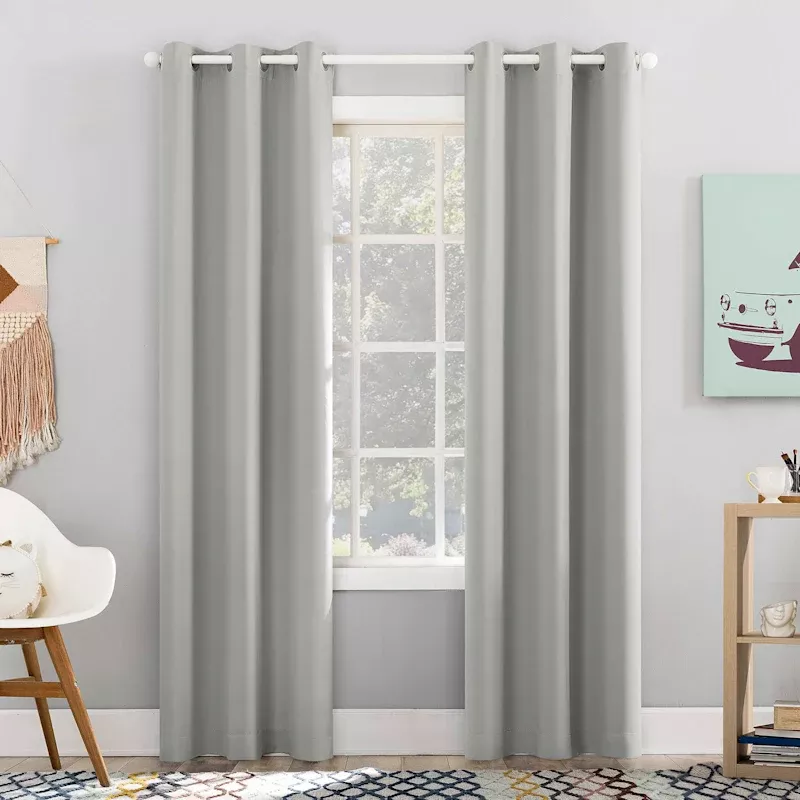 Grey Blackout Grommet Curtain Panel, 84"