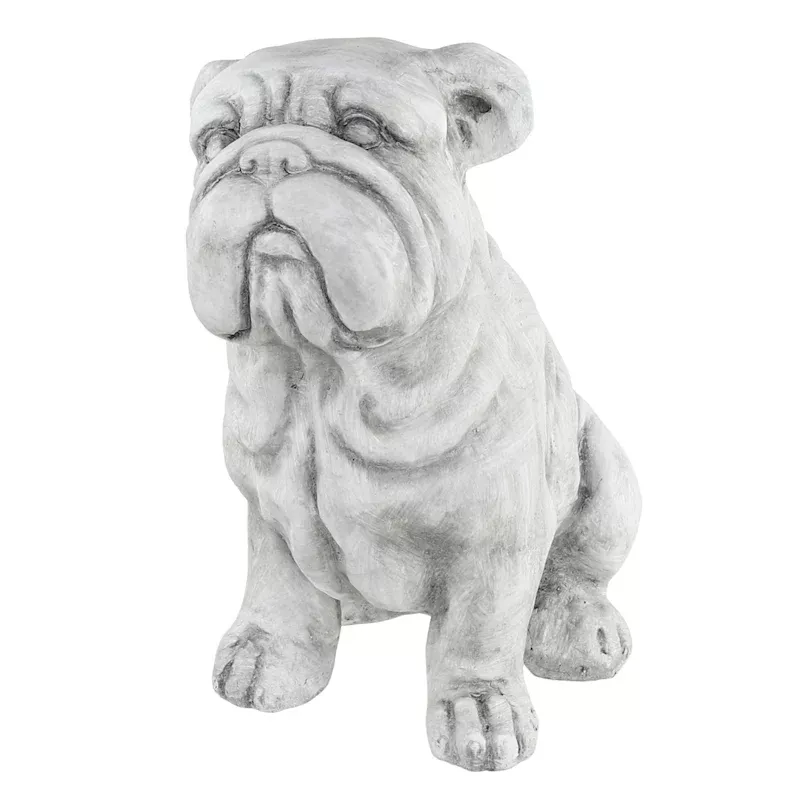 Grey Bulldog Outdoor Garden Statue, 14"