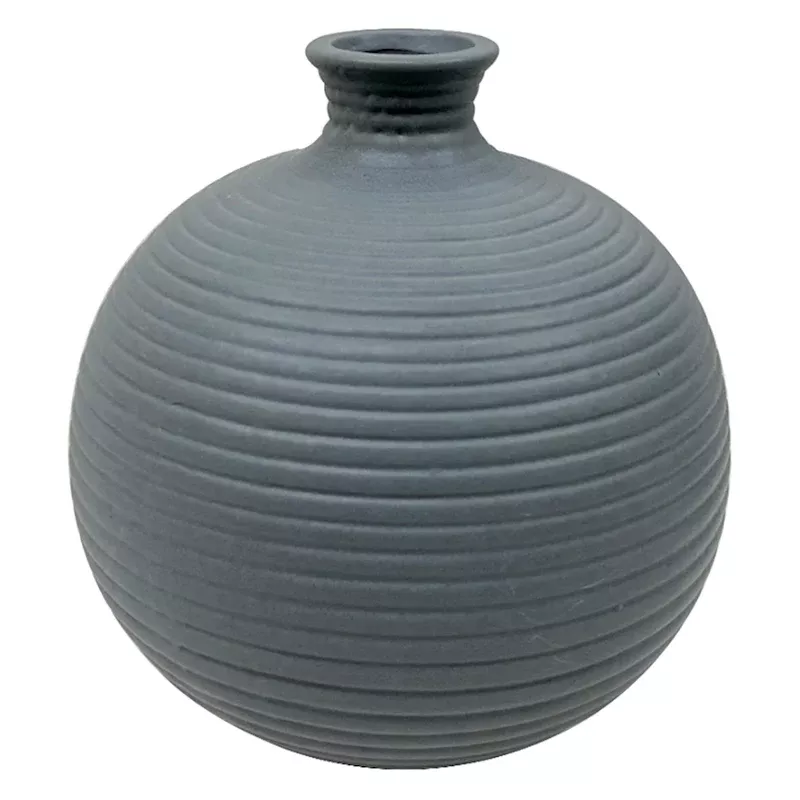Grey Ceramic Vase, 7"