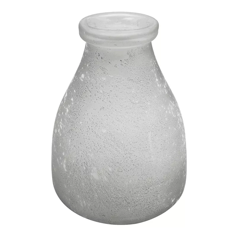 Grey Frosted Glass Vase, 7.5"