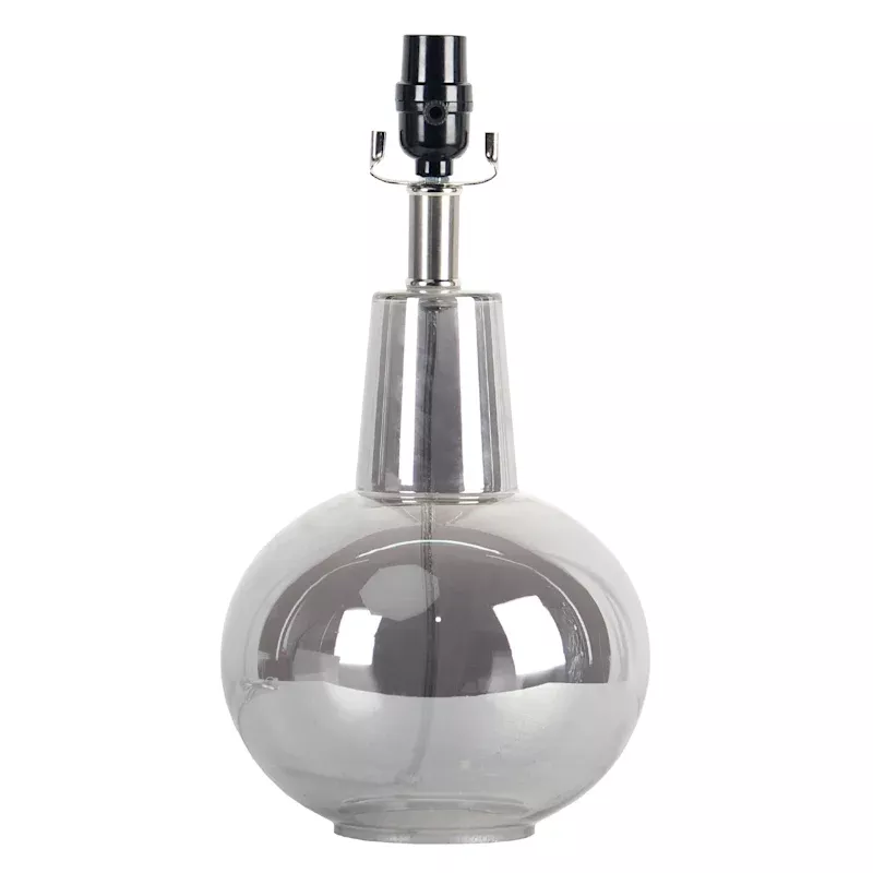 Grey Glass Round Accent Lamp Base, 16"