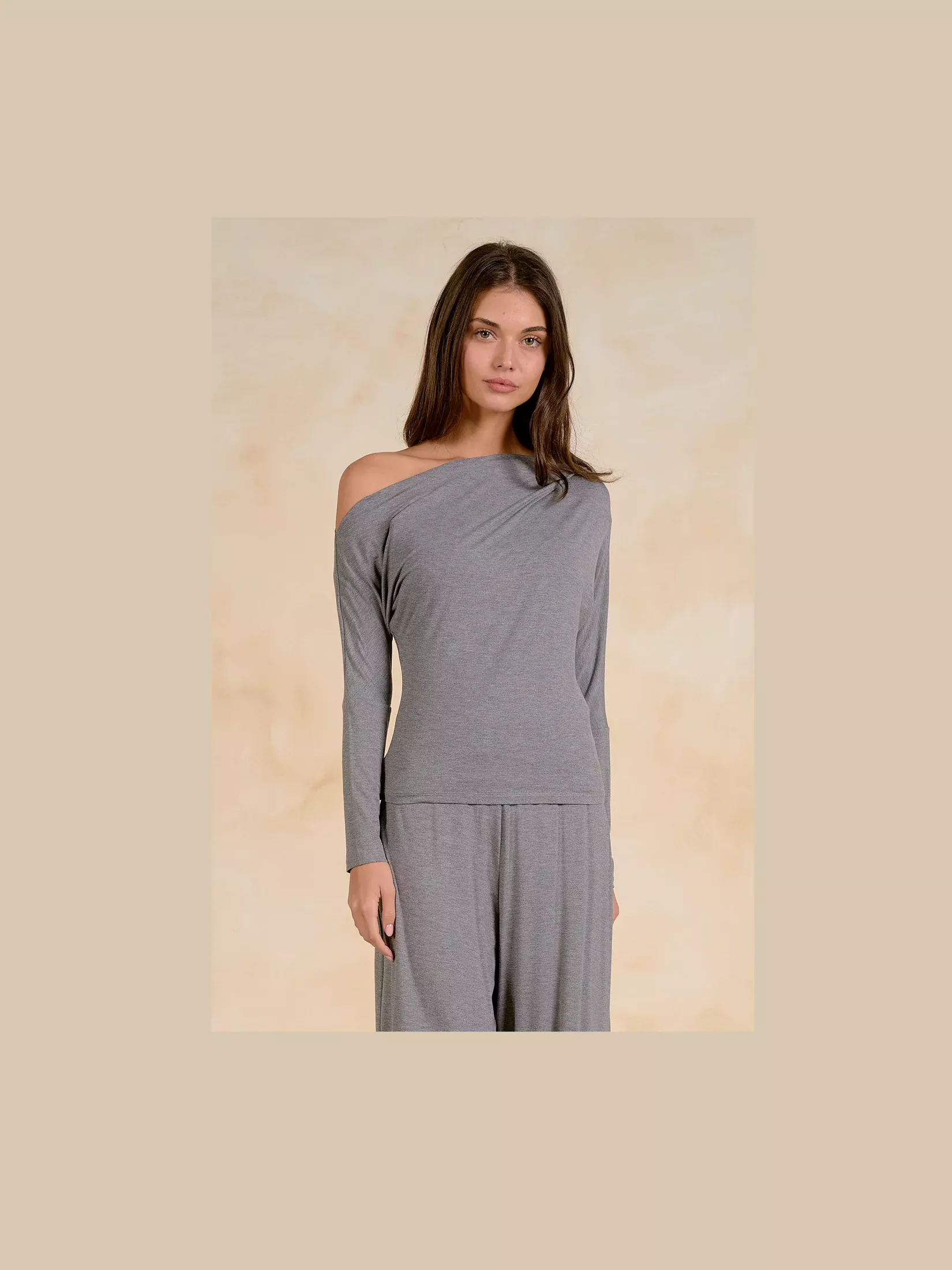 Grey Off The Shoulder Top