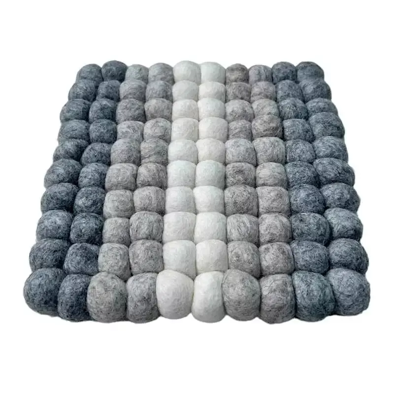 Grey Ombre Square Felt Pom Pom Trivet