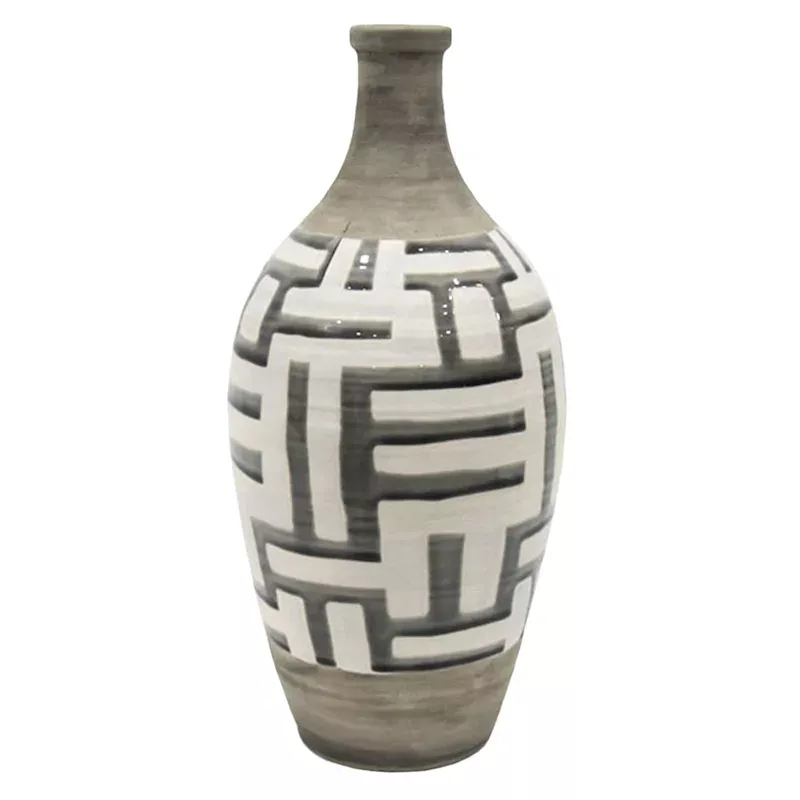 Grey Painted Ceramic Vase, 15"