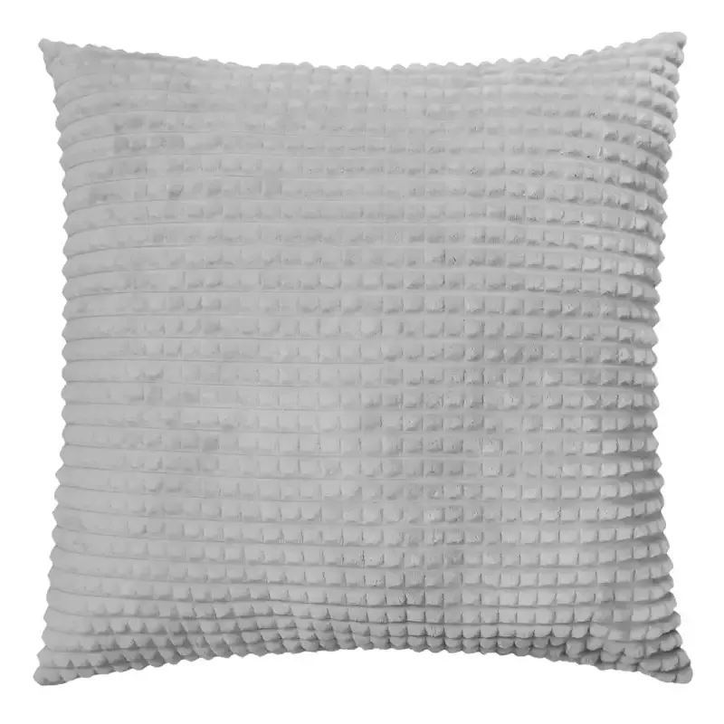 Grey Plush Check Throw Pillow, 24"
