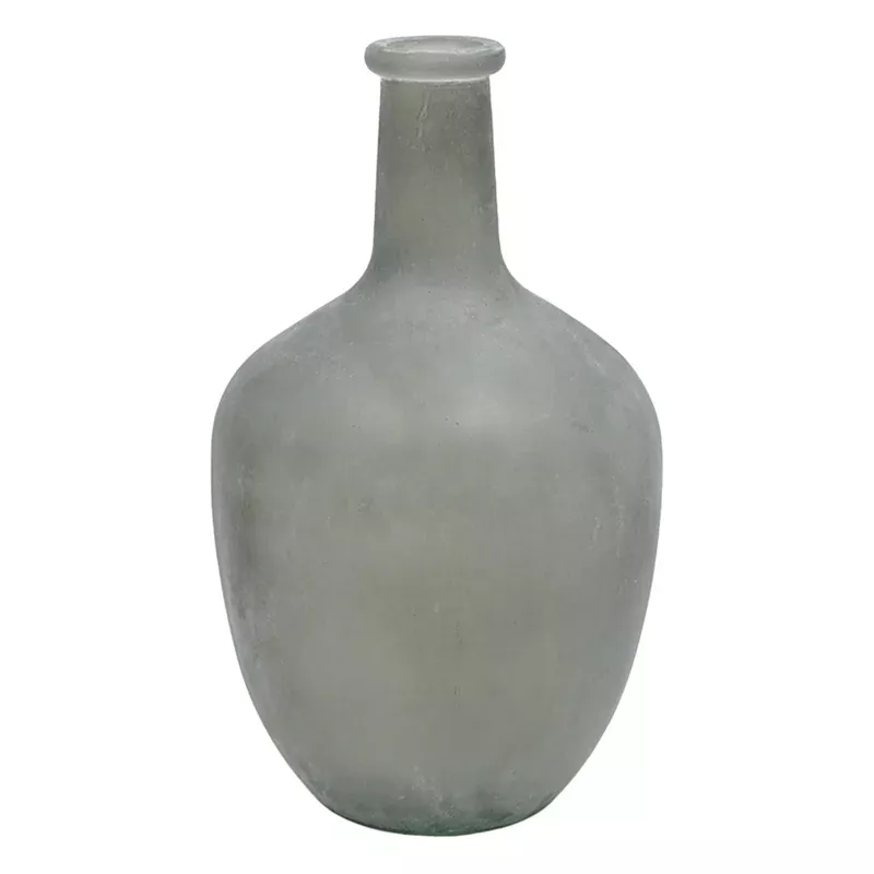 Grey Sanded Glass Bottle Vase, 12"