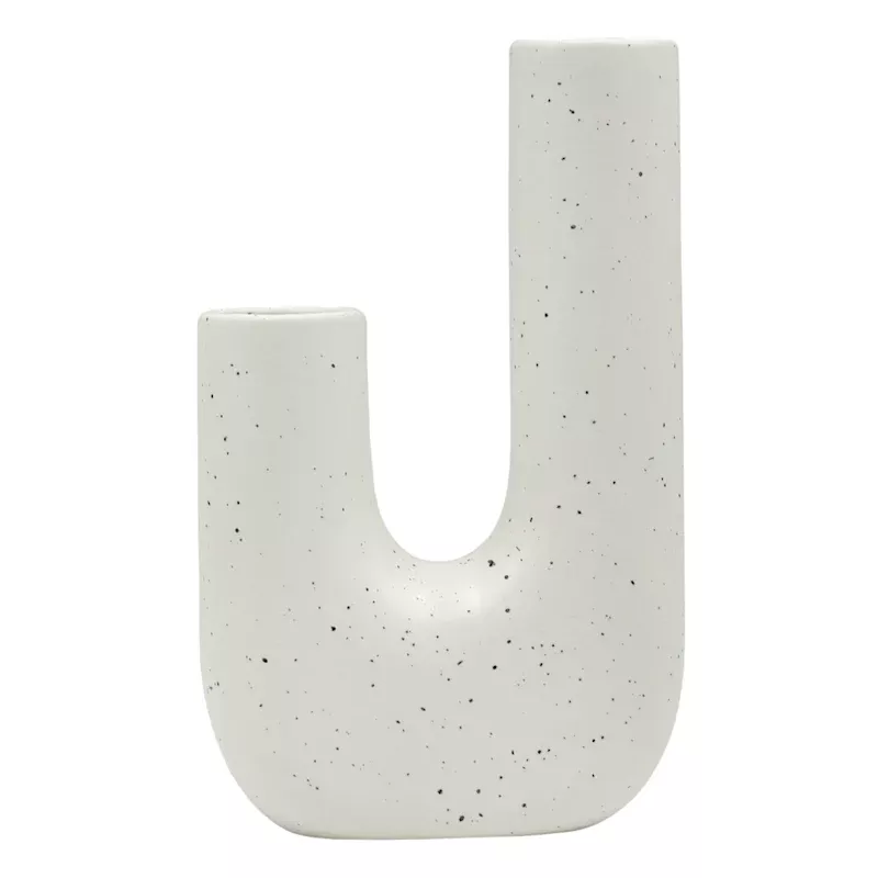 Grey Speckled Ceramic Vase, 9"
