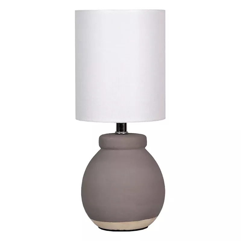 Grey Textured Ceramic Mini Table Lamp with Shade, 13"