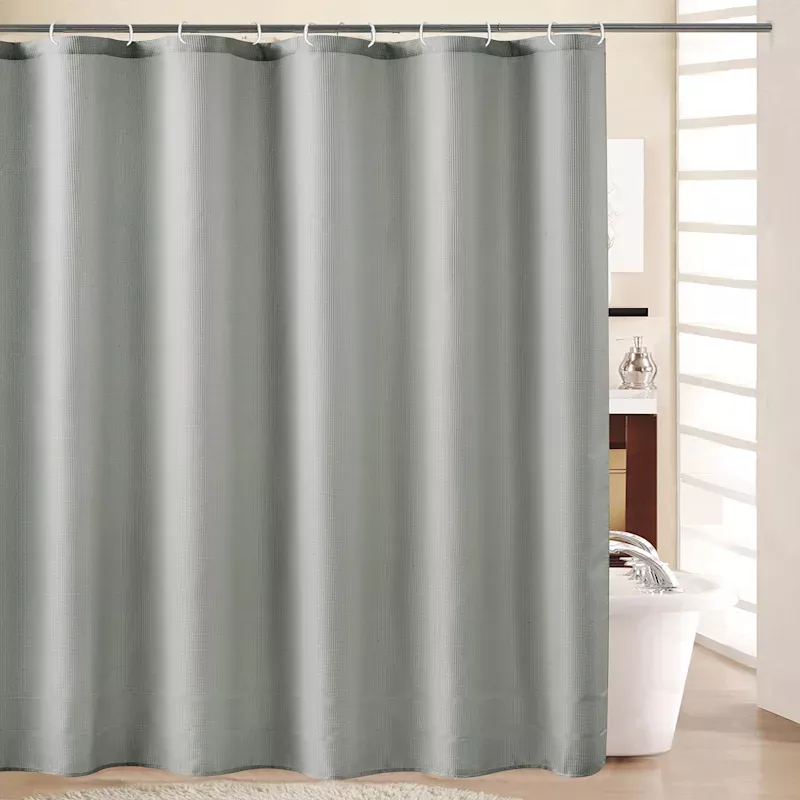 Grey Waffle Heavyweight Shower Curtain, 72"