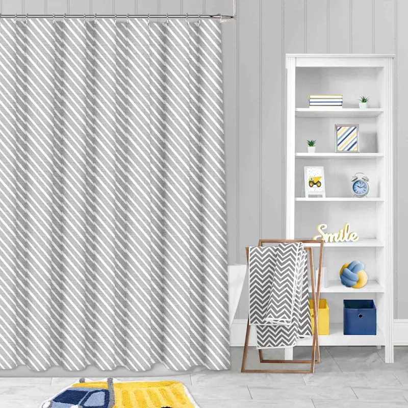 Grey & White Diamond Patterned Shower Curtain, 72"