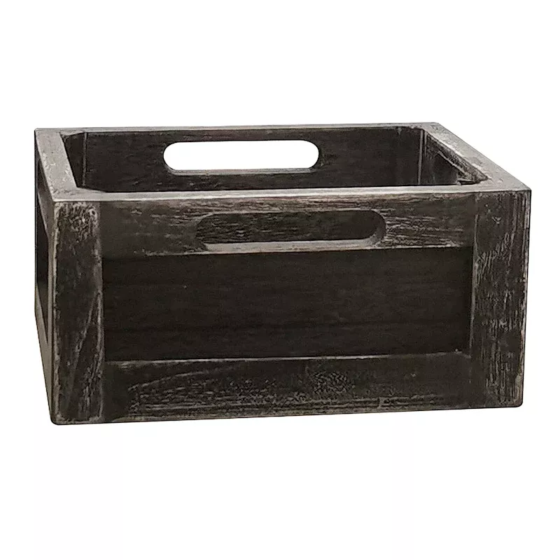 Grey Wooden Storage Crate, Medium