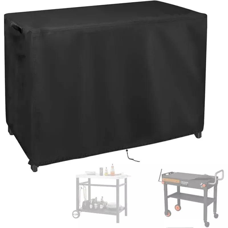 Grill Cart Cover, Outdoor Grill Stand Cover with UV Protection & Windproof Straps,Heavy Duty Covers for Most Standard Grill Carts/Pizza Oven Table -33 D x 31 W x 19 H
