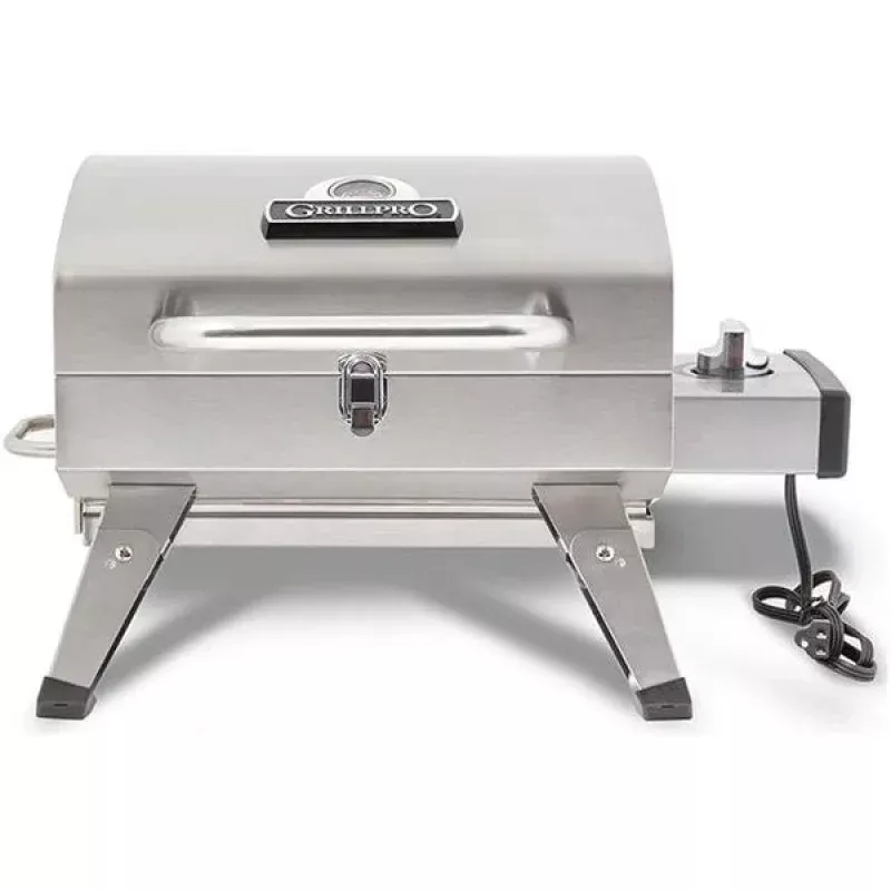 Grill Pro Tabletop Portable Electric Grill 201119 Stainless Steel