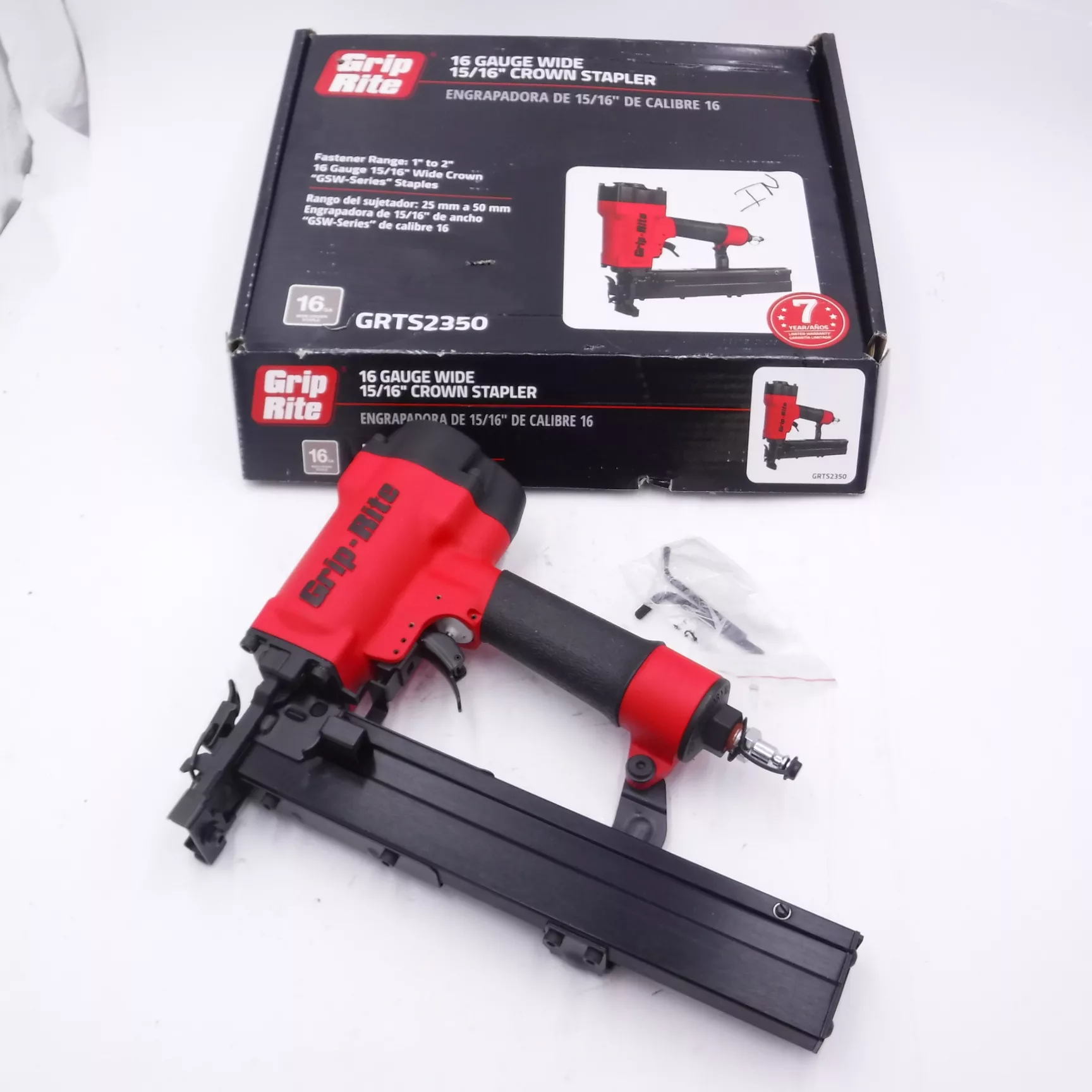 Grip Rite 16 Gauge Wide 15/16″ Crown Stapler Fastener Range 1″ to 2″ GRTS2350