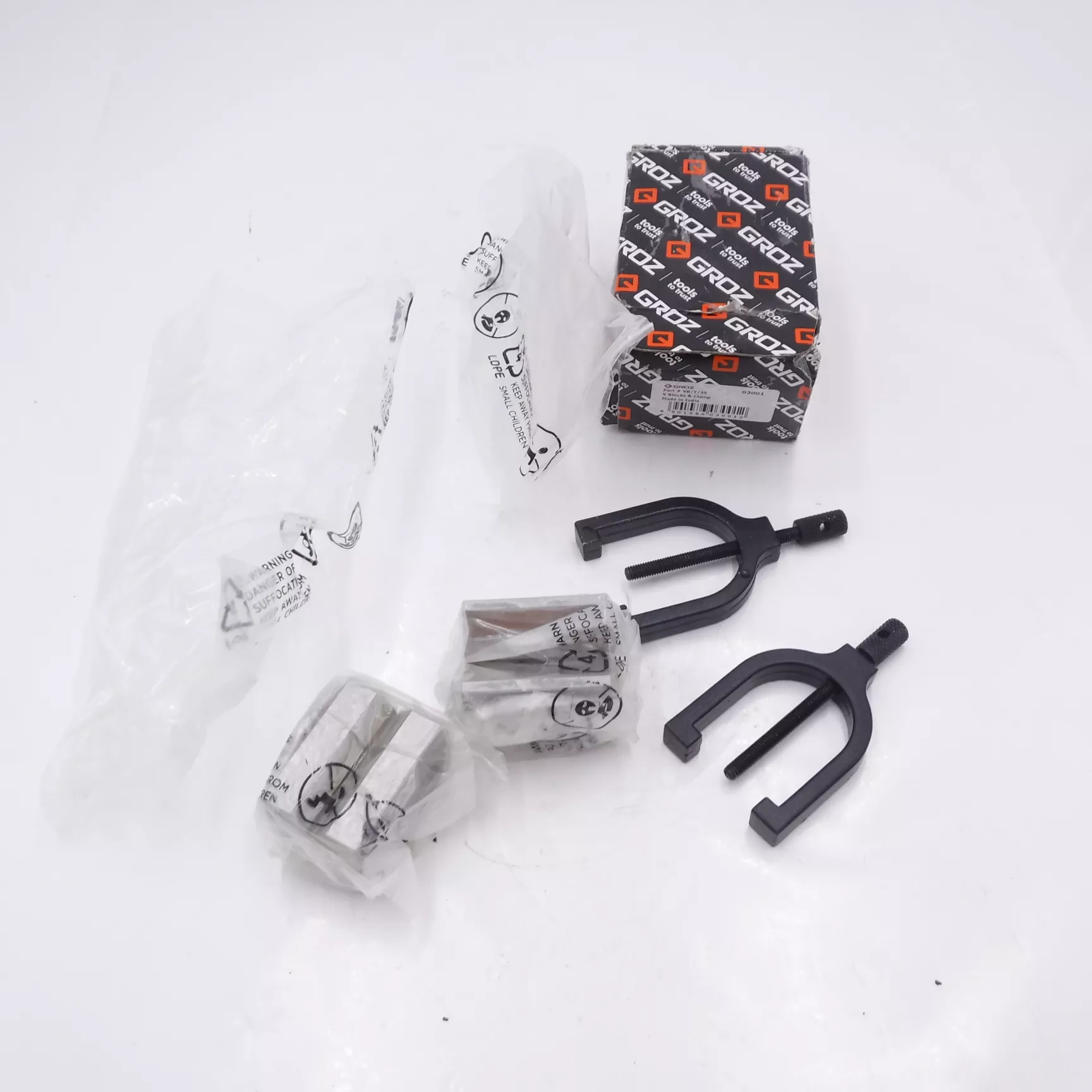 Groz 1/2″ To 1-3/32″ 90° Tool Makers Vee Block & Clamp Set VB/T/35 GZ-03001