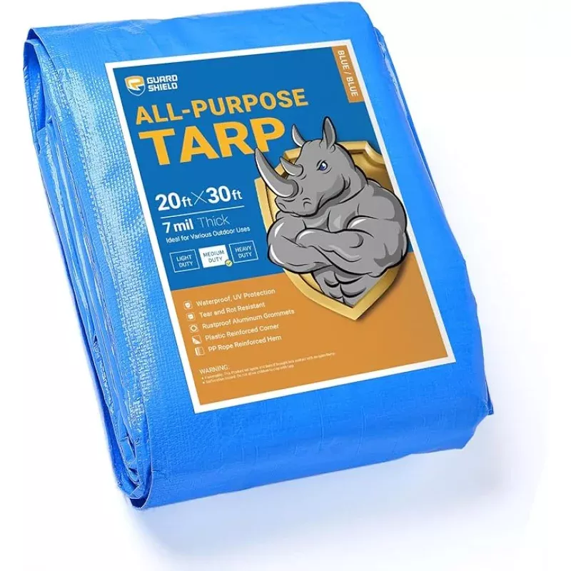 GUARD SHIELD Blue Tarp Waterproof 20×30 Feet Medium Duty All Purpose Poly Tarps Cover 7mil