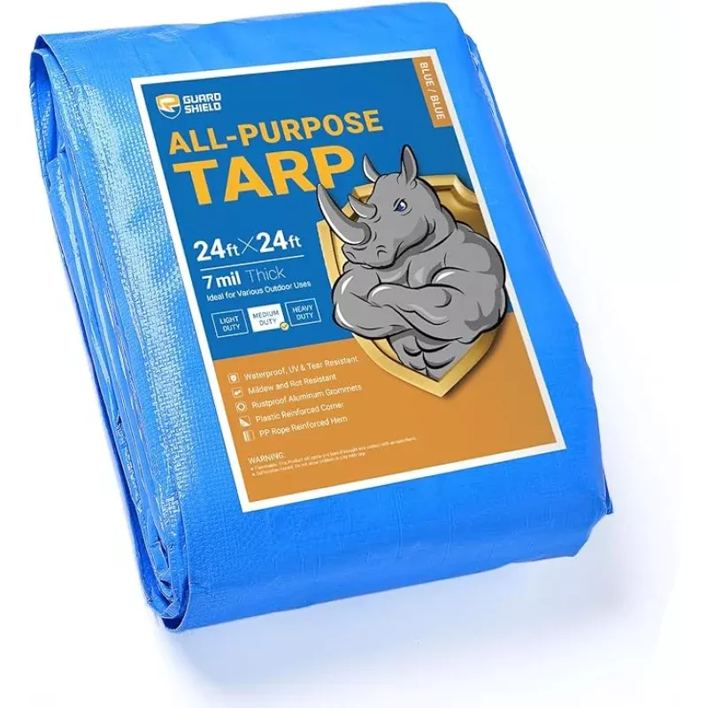 GUARD SHIELD Blue Tarp Waterproof 24×24 Feet Medium Duty All Purpose Poly Tarps Cover 7mil