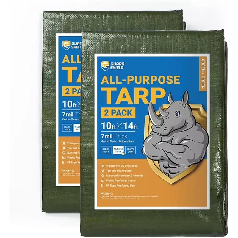GUARD SHIELD Green Tarp Waterproof 12×14 Feet Medium Duty All Purpose Poly Tarps Cover 7mil