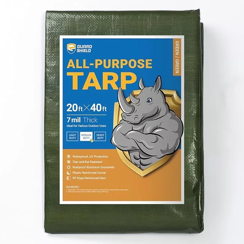 GUARD SHIELD Green Tarp Waterproof 20×40 Feet Medium Duty All Purpose Poly Tarps Cover 7mil
