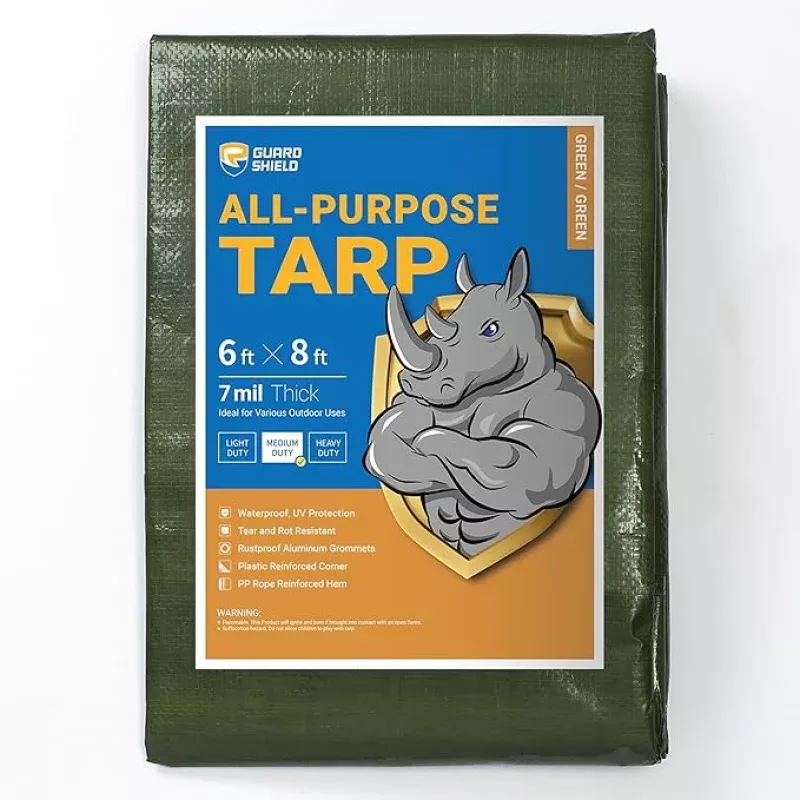 GUARD SHIELD Green Tarp Waterproof 6×8 Feet Medium Duty All Purpose Poly Tarps Cover 7mil