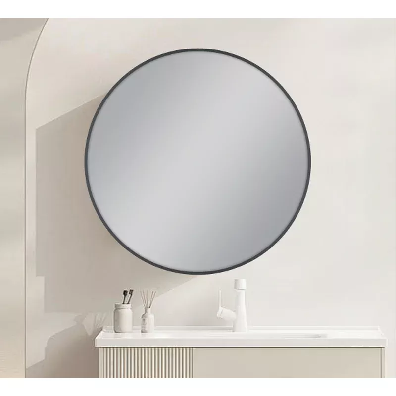 GUMMETAL FRAMED ROUND CARYSIL MIRRORS 600MM