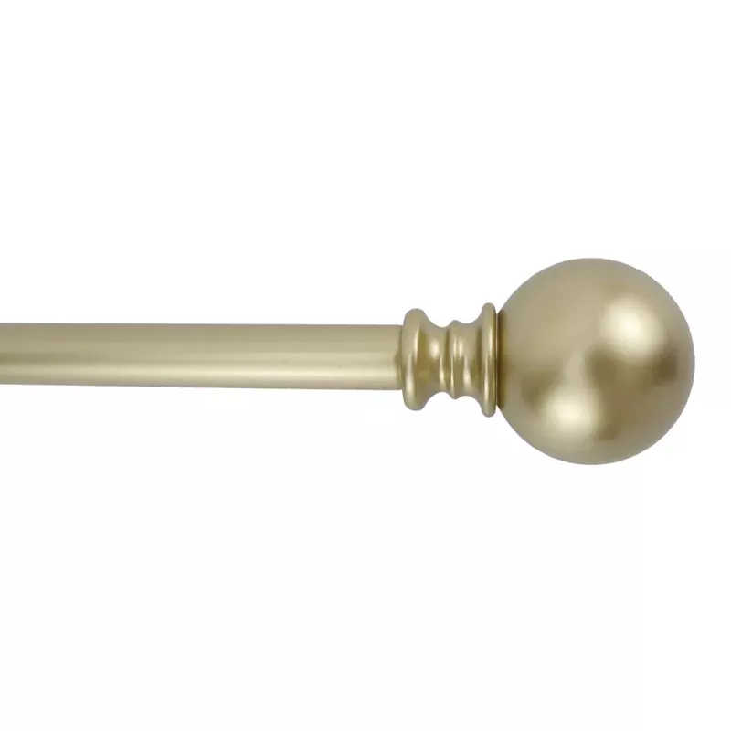 Gunner 5/8" Brass Finish Ball Adjustable Curtain Rod, 48-84"