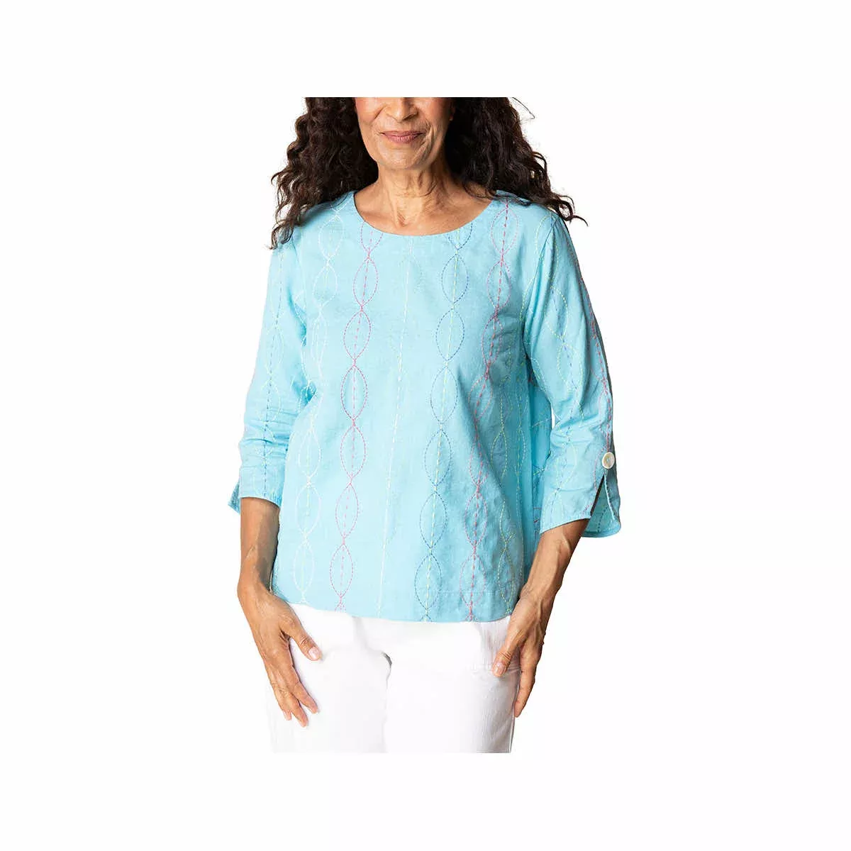 Habitat Women's Button-Back Embroidered Bistro Top