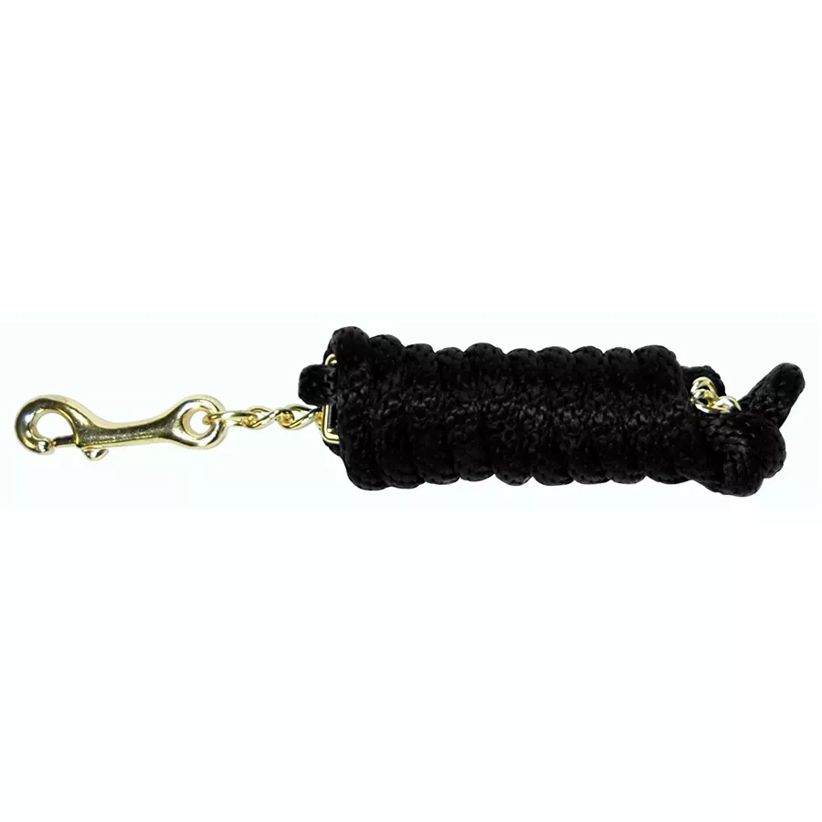 Hamilton Extra Heavy Poly Rope Lead with 24" Chain - 5/8 x 9' - Black
