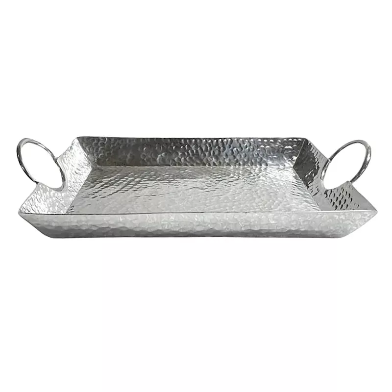 Hammered Silver Rectangle Tray