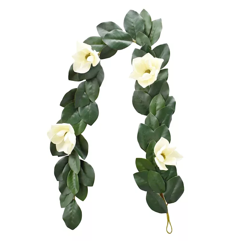 Hanging Floral Magnolia Leaves, 60"