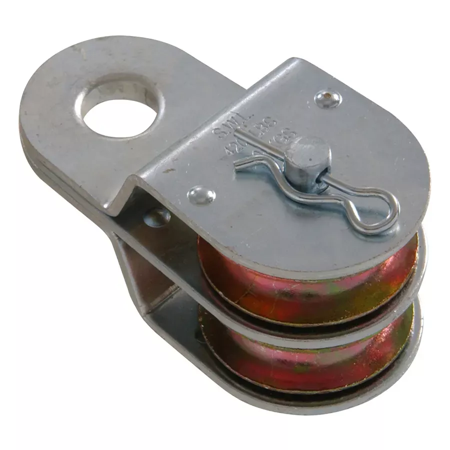 Hardware Essentials Heavy Duty Double Sheave Scissor Hook Pulley - 1-1/2"