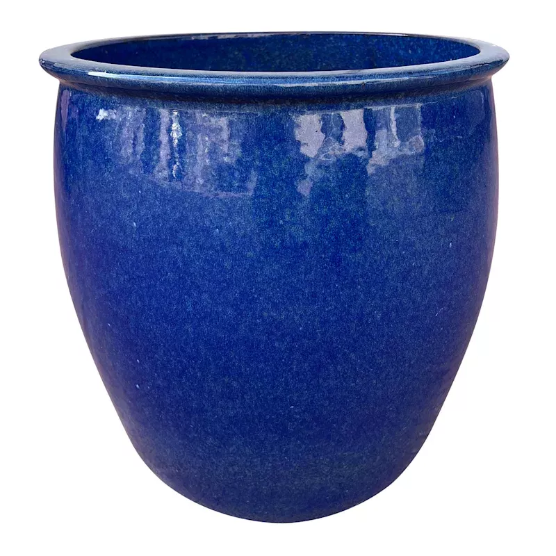 Havana Blue Ceramic Outdoor Planter, Large