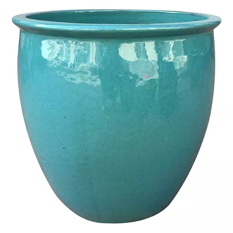 Havana Green Ceramic Outdoor Planter, Large