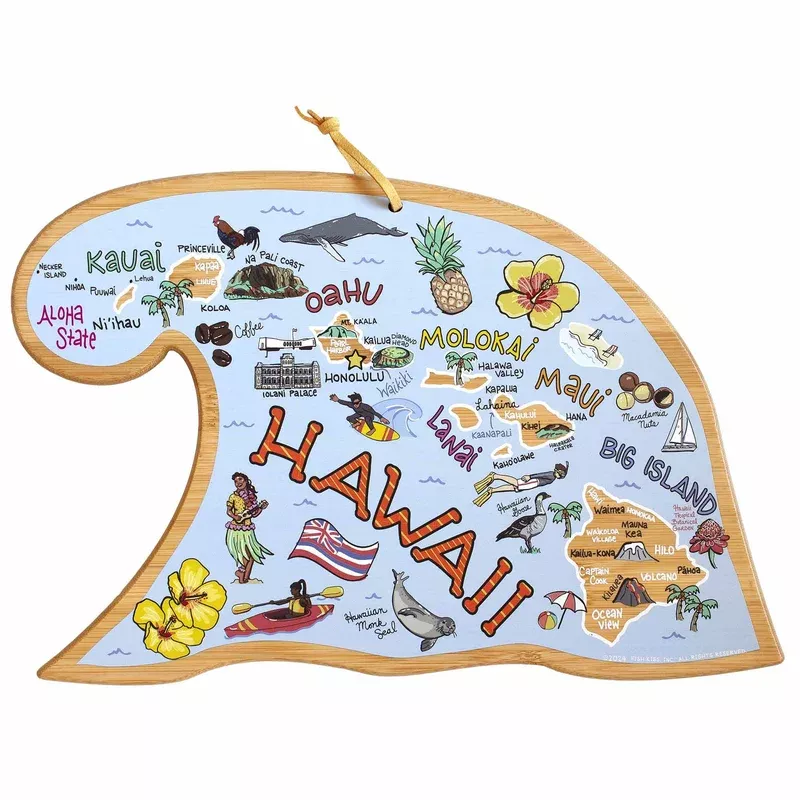 Hawaiian Islands Cutting Board with Artwork by Fish Kiss