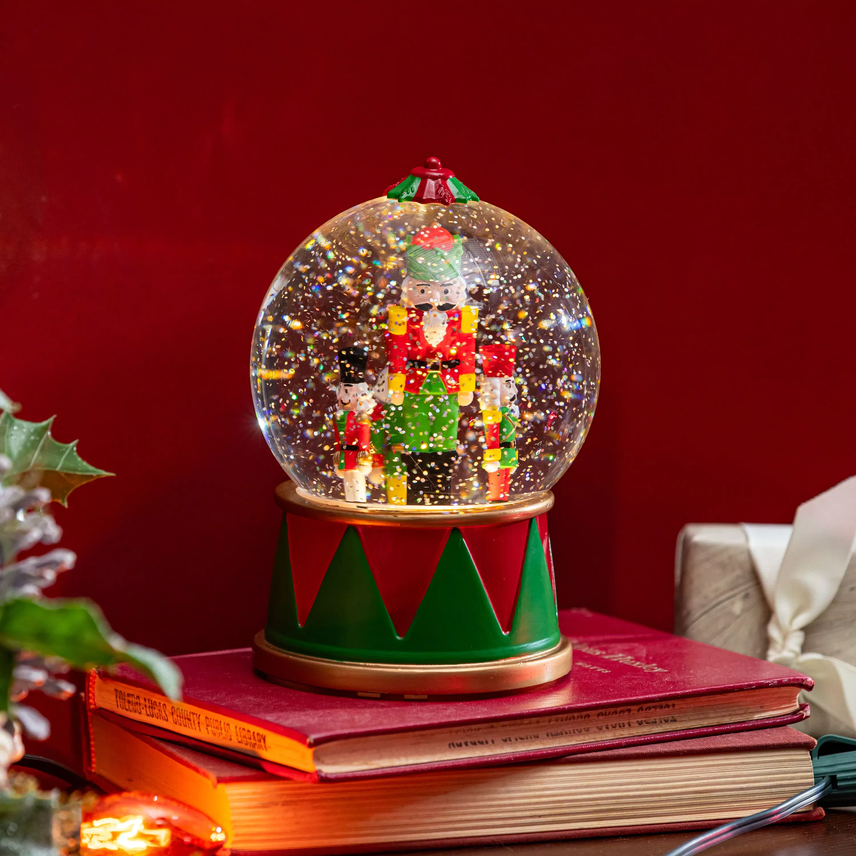Heartfelt Cheer LED Waterglobe with Spinning Nutcrackers and Music, 7.25"H