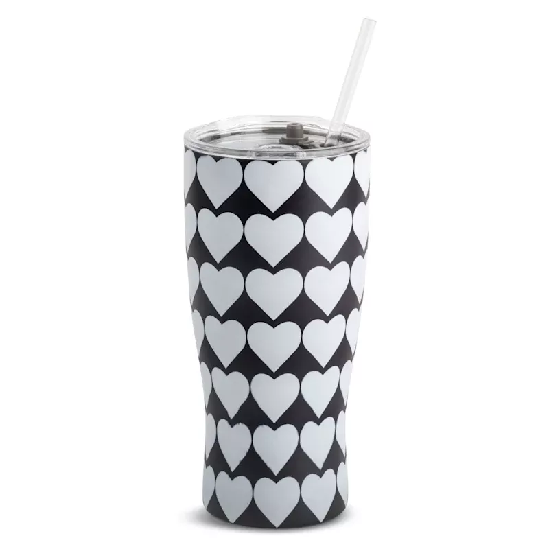 Hearts Tumbler with Straw, 30oz