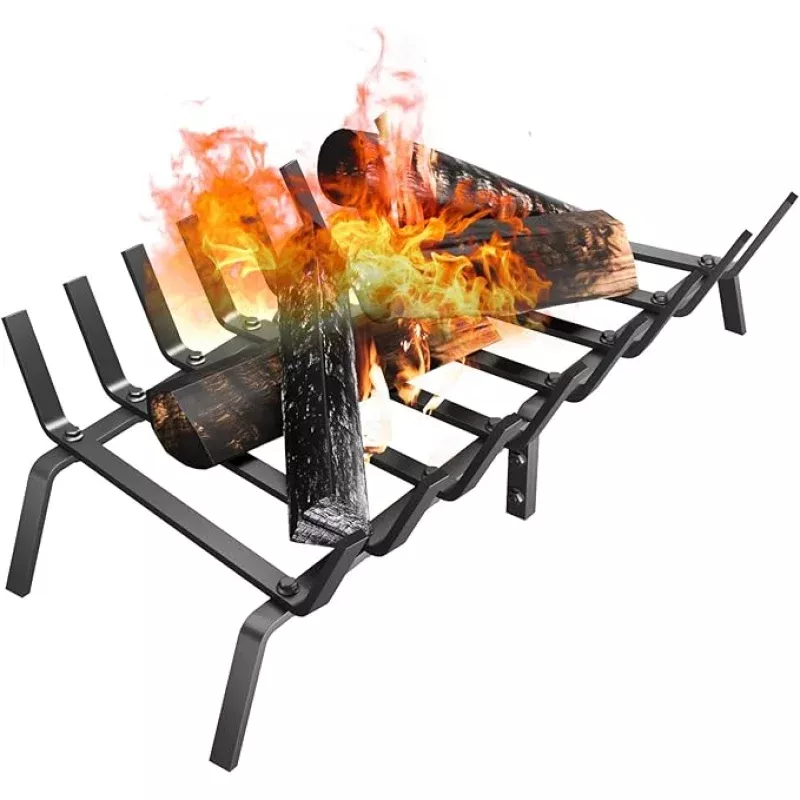 Heavy Duty 30Inch Fireplace Grate, Solid Steel Log Rack for Wood Burning, Extra Wide Firewood Grates for Indoor Fireplace & Outdoor Fire Pit, Wood Stove Grate