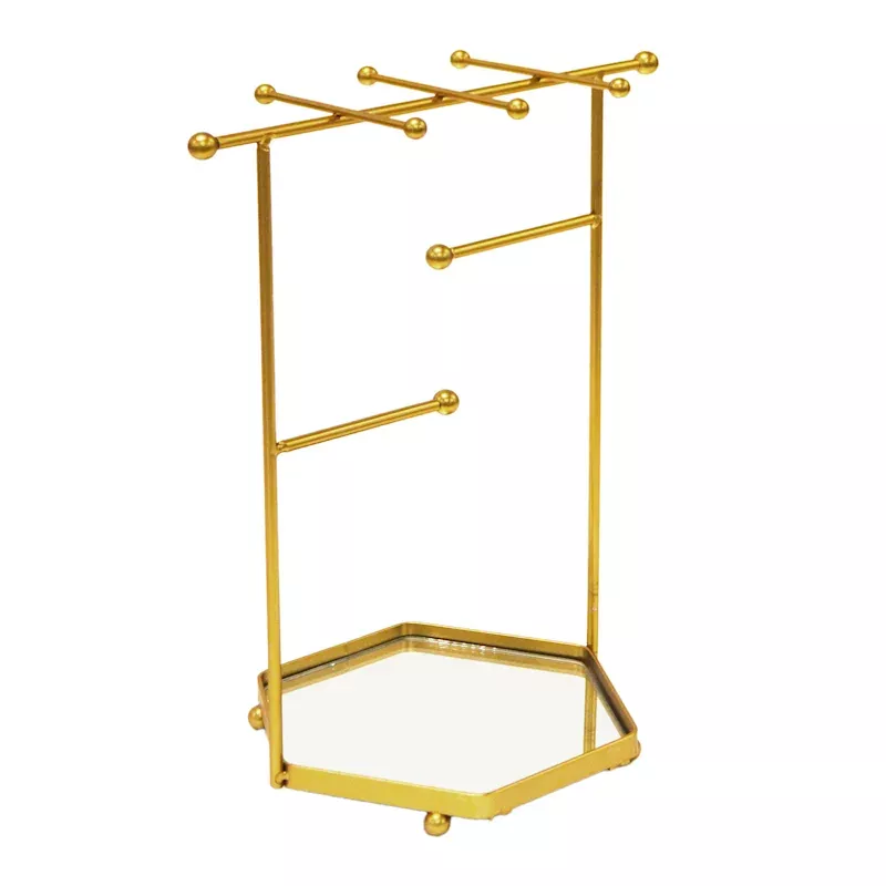 Hexa French Gold Jewelry Stand