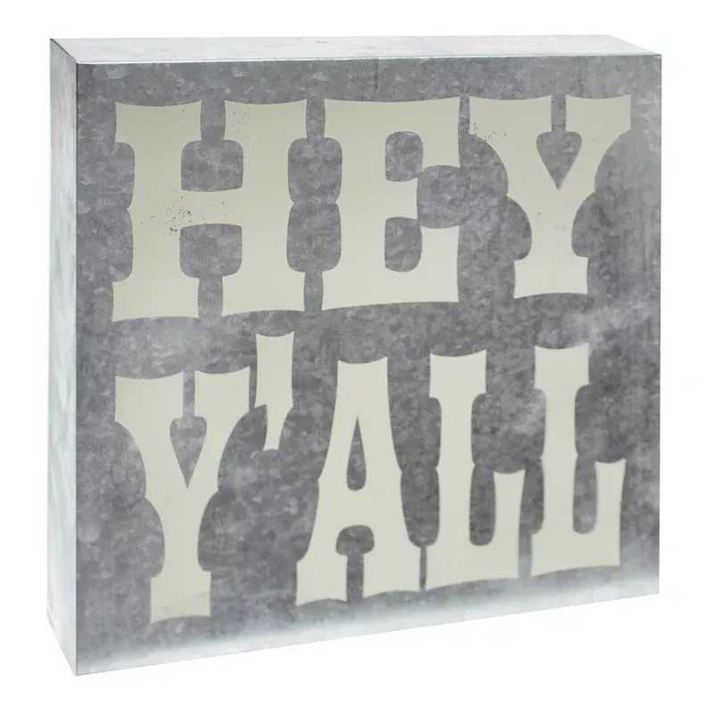 Hey Y'all Block Sign, 10"