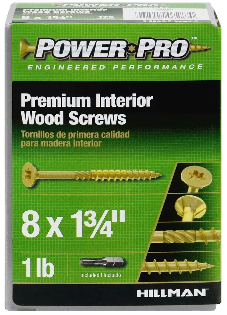 Hillman Fasteners 48580 Premium Interior Wood Screws, 8 x 1-3/4"